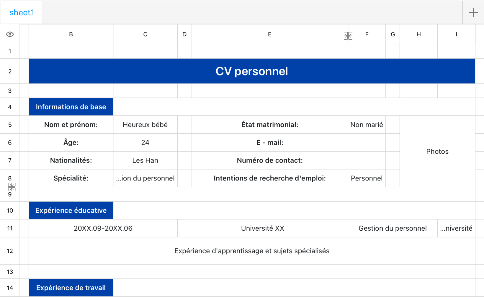 Profil personnel - administration du personnel